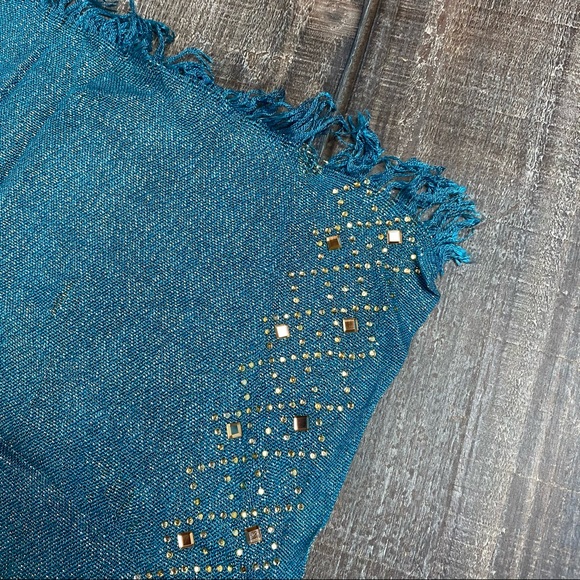 ✨Sparkly Turquoise Scarf Hijab Turban Wrap - Picture 3 of 4